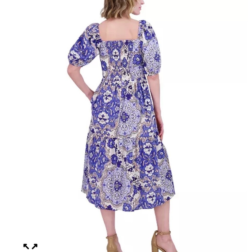 NWT Vince Camuto Blue and White Floral Midi Dress - Picture 4 of 4